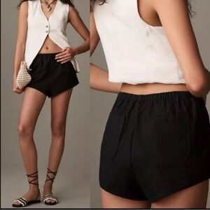 Anthropologie Linen Tap Black Pull On Shorts